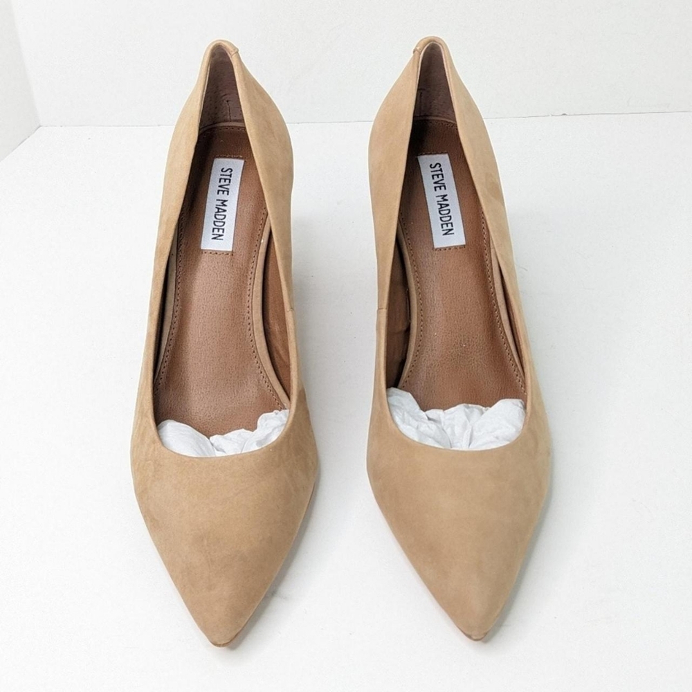 Steve Madden Women's Tan Nubuck Leather Pointed Toe Heels